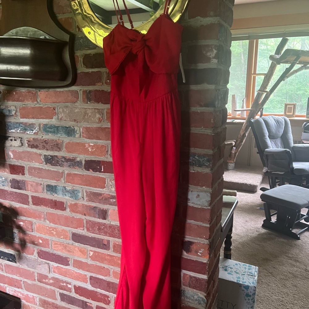 Francesca's Collections Vibrant Red Jumpsuit